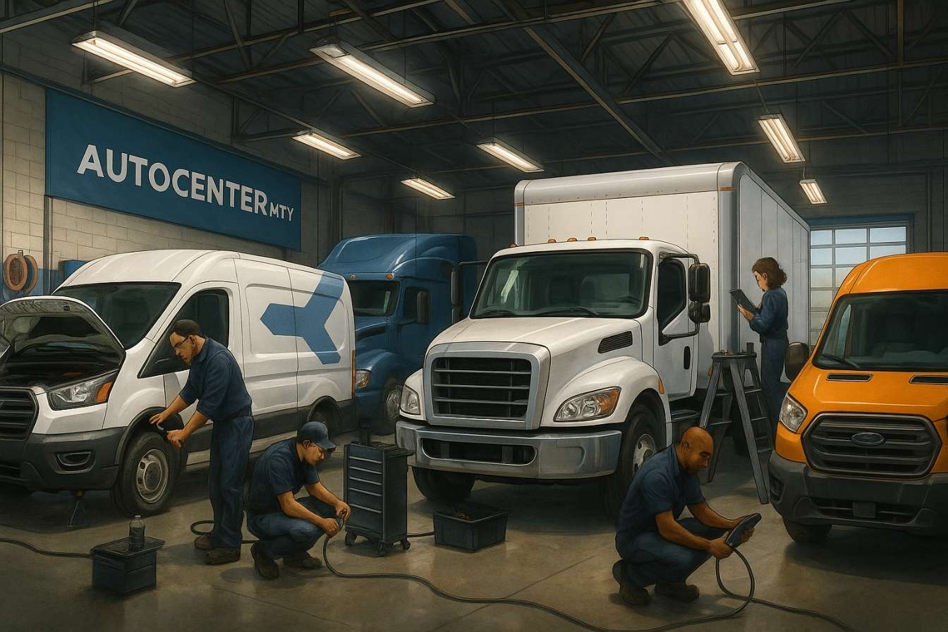 Vehículos en taller para mantenimiento de flotilla adaptado a tu empresa